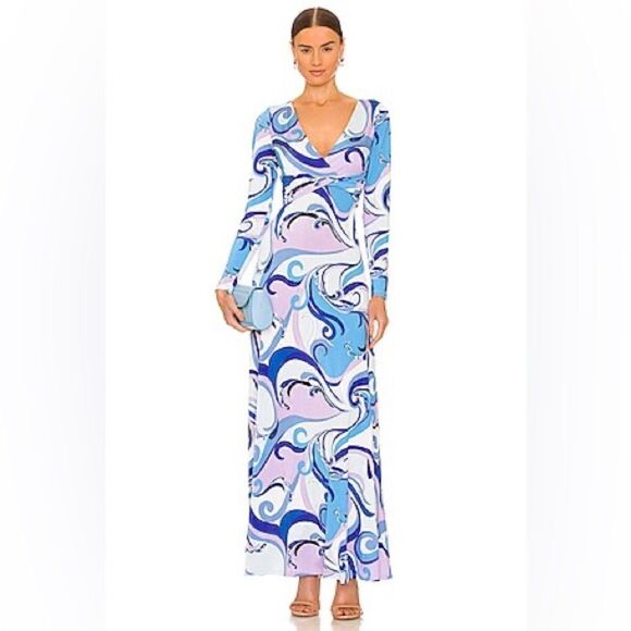L'AGENCE Dresses & Skirts - L'AGENCE Nolita Twist Front Maxi Dress Medium Provence Blue NWT XS